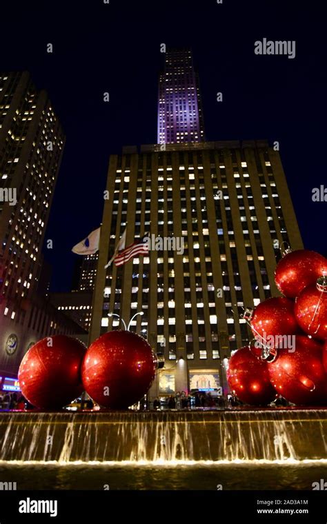 Giant Christmas Ornaments in Manhattan, New York City, USA Stock Photo ...