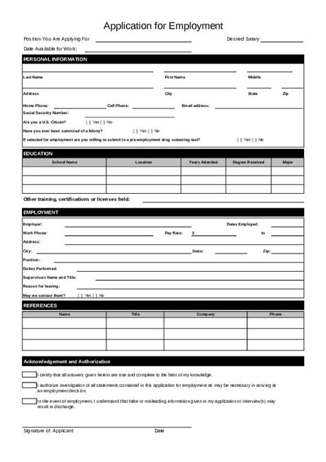 Blank Job Application Form Samples - Download Free Forms & Templates in PDF & WORD | Employment ...