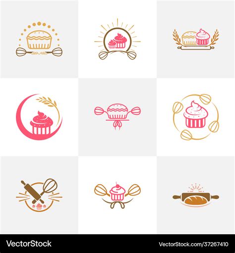 Set bakery logo design creative bakery logo Vector Image