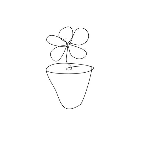 Minimalist Flower one line drawing. Simple line drawing. Continuous ...