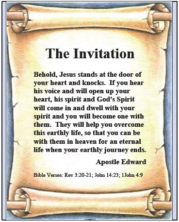 Apostle Edward | The Invitation | Behold, Jesus stands at the door of your heart and knocks.