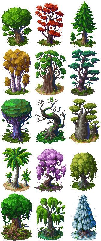 Pixel Tree Collection | Pixel art landscape, Pixel art background ...