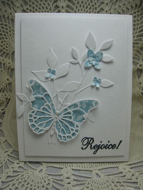 handmade card created by bjk ... aqua and white ... gorgeous layered Vivienne Butterfly by ...