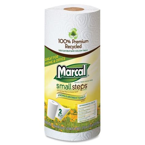 Marcal Paper Towels 100% Recycled 2-Ply, 60 Sheets Per Roll - Case of 15 Individually Wrapped ...