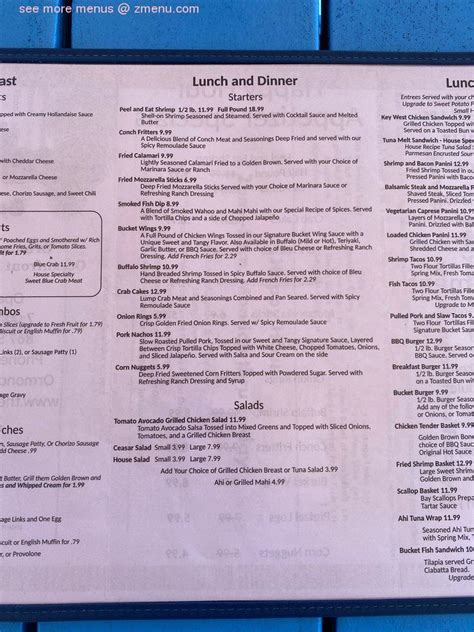 Menu at The Beach Bucket pub & bar, Ormond Beach