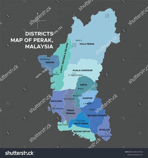 Districts Map Perak Malaysia Stock Vector (Royalty Free) 2041335101