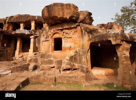 Carving on Udayagiri caves, residences for Jain monks in the time of King Kharavela 2000 years ...