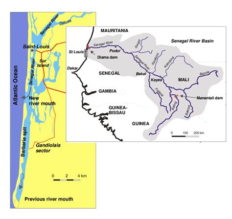 Senegal River basin and its new mouth. | Download Scientific Diagram