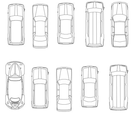 Car different block plan in auto cad file - Cadbull