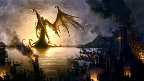 Dark Fantasy City: Cthulhu's HD Wallpaper of Dread