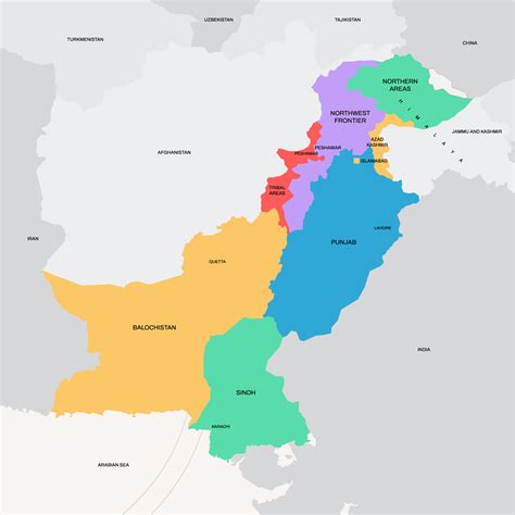 Pakistan Country Map with City Names 19803417 Vector Art at Vecteezy