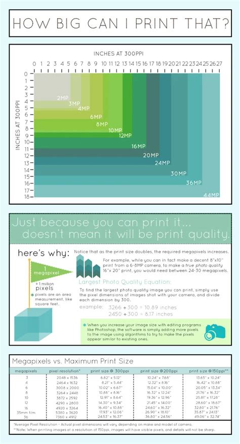 Photography Cheat Sheet: Camera Resolution x Print Size Chart ...