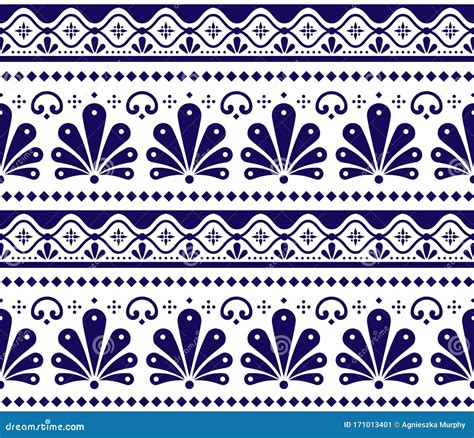 Talavera Poblana Vector Seamless Pattern Inspired By Traditional Mexican Decorated Pottery And ...