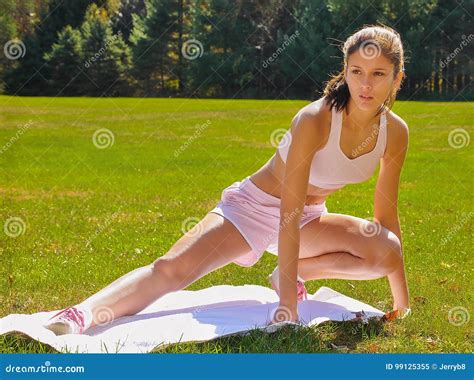 Runner Girl Stretching stock image. Image of jogger, figure - 99125355