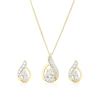 9ct Yellow Gold Cubic Zirconia Twisted Pear Shaped Earrings & Pendant ...