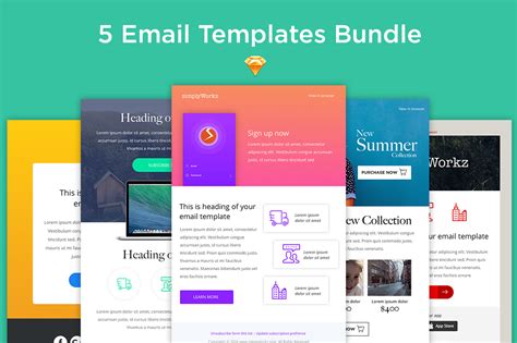 5 Email Templates Bundle Sketch ~ Other Platform Email Templates ...