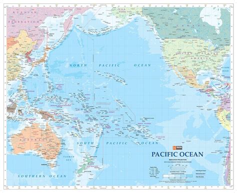 Pacific Ocean Wall Map - 34" x 27.75" Laminated for sale | North Las Vegas, NV | Nellis Auction