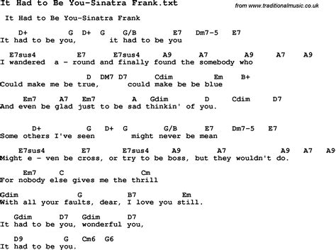 Jazz Song - It Had to Be You-Sinatra Frank with Chords, Tabs and Lyrics from top bands and artists