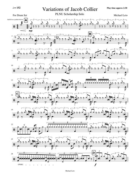 Variations of Jacob Collier Sheet music for Percussion | Download free ...