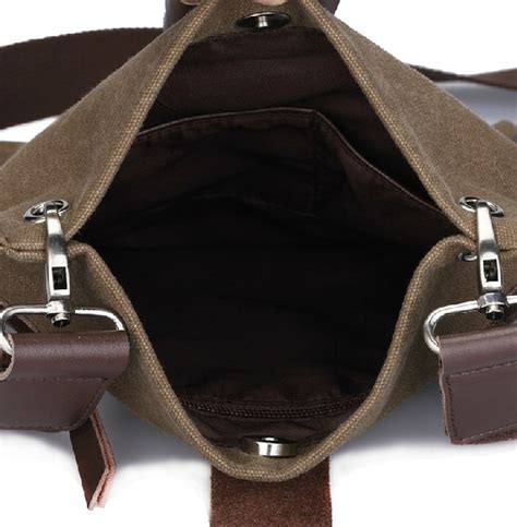 Mens canvas and leather shoulder bag, men's canvas satchel - BagsEarth