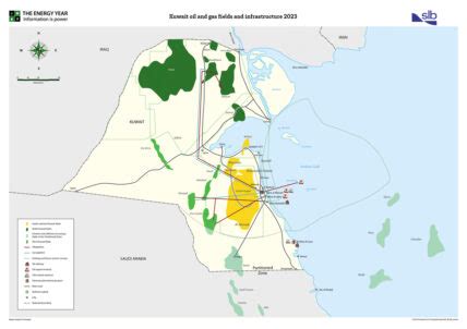 Kuwait oil and gas fields and infrastructure Map 2023 - The Energy Year