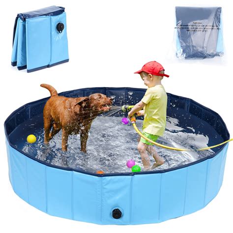 63"x14" Foldable Dog Pool for Small Large Dogs, Portable Hard Plastic ...