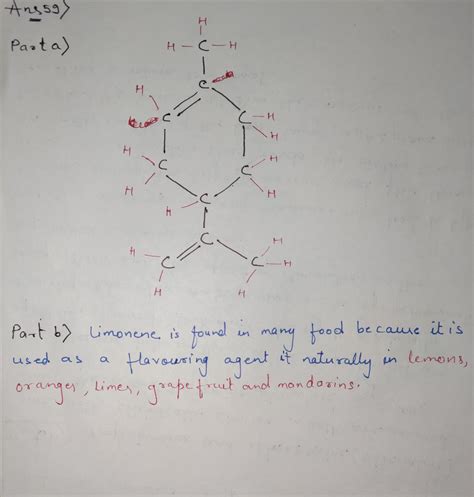 [Solved] . 59. Limonene can form enantiomers. Its structure is shown... | Course Hero