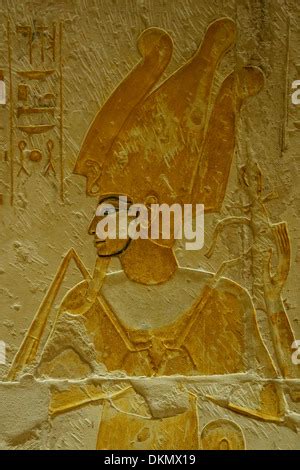 Egypt Abydos tomb wall painting Osiris Temple Funery Temple of Seti I, Nile Valley Stock Photo ...