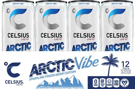 CELSIUS Sparkling Arctic Vibe, Functional Essential Energy Drink (Pack ...