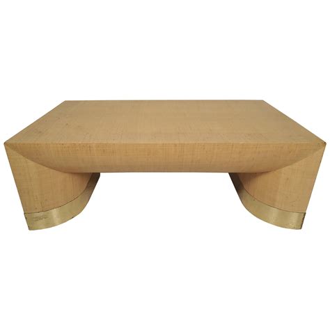 Grass Cloth C Shape Coffee Table For Sale at 1stDibs | grasscloth coffee table