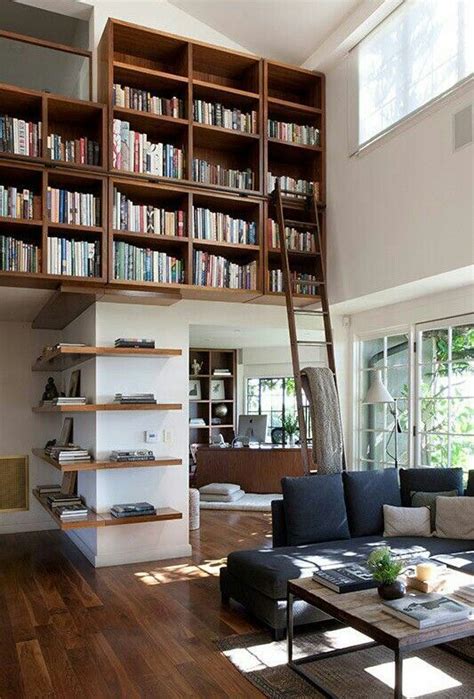 home library with ladder | House interior, House design, Home libraries