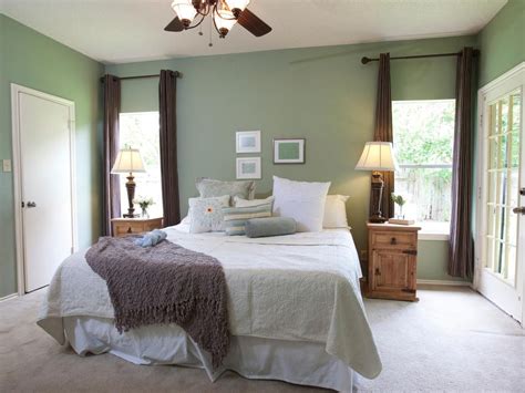 Sage Green Bedroom With Brown Window Panels | Green master bedroom, Sage green bedroom, Sage ...