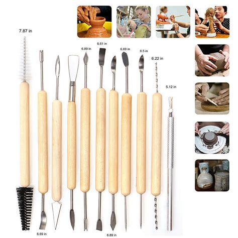 61Pcs DIY Clay Sculpting Carving Pottery Tool Set Bag Kit Modelling ...