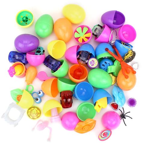 35 Pieces Toys Filled Surprise Eggs, 2.4 Inches Bright Colorful ...