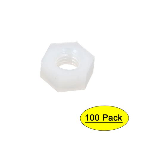 M5 Female Thread Nylon Hexagon Hex Nut Fastener Off-White 100PCS ...