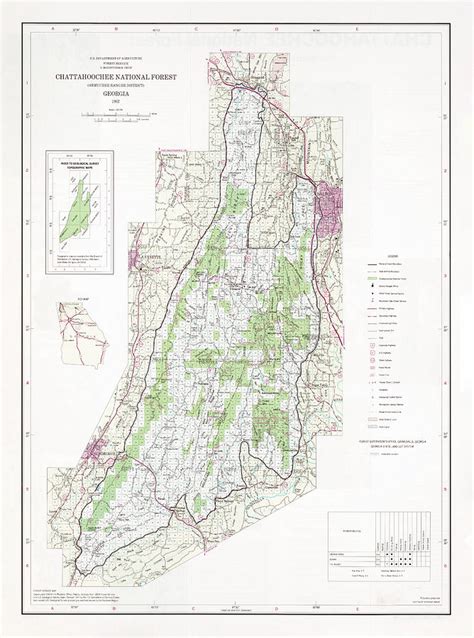 Chattahoochee National Forest Map 1982 Georgia Woodland Park Atlas Drawing by Adam Shaw - Fine ...