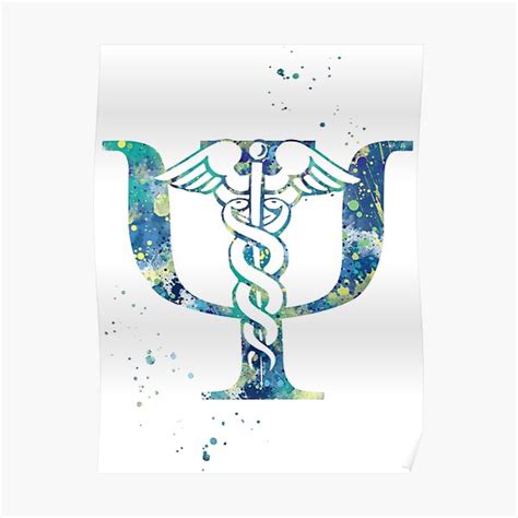 "Psychiatry Symbol Psi and Rod of Asclepius" Poster by EvasDreams | Redbubble