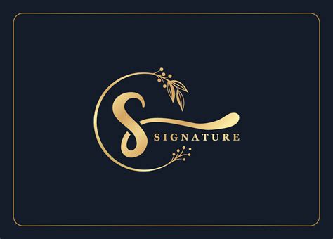 luxury signature initial S logo design isolated leaf and flower Signature AU-03 17439402 Vector ...