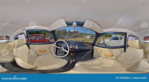 Classic Blue VW Beetle Interior At A Classic Car Show Editorial Stock Image - Image: 74925644