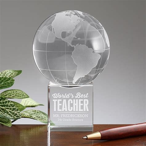 Personalized World's Best Teacher Award - Glass Globe