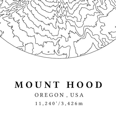 Mount Hood Topographic Map Mt Hood Map Mount Hood Print - Etsy