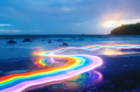 Vivid Rainbow Roads Trace Illuminated Pathways Across Forests and Beaches — Colossal