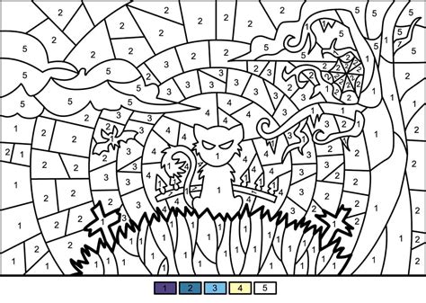 Color By Number Cat Coloring Pages