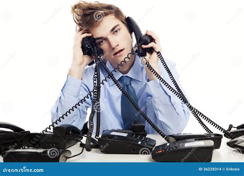 Answering Multiple Calls at the Same Time Stock Photo - Image of call ...