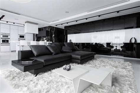 Stunning Black and White Apartment in Moscow | Home Design Lover | White apartment, Black and ...