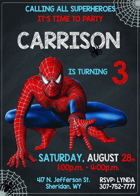 Spider Man Invitation Spiderman Birthday Invitation Spider 85E