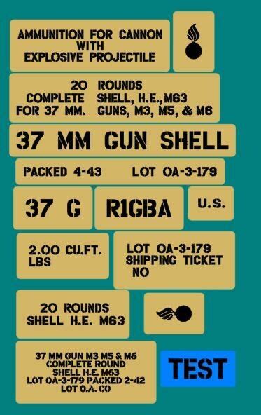 37mm ammo shell box stencil set (Mk3)