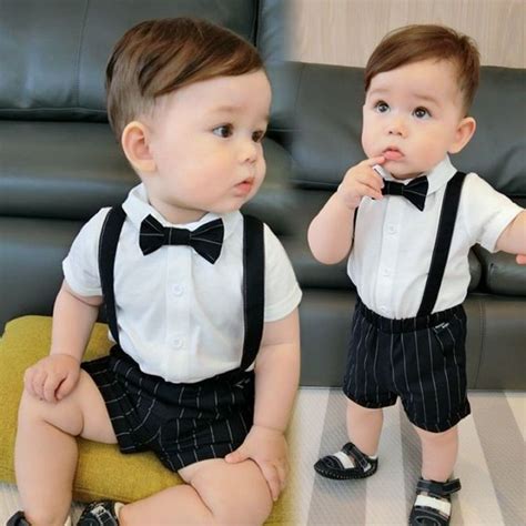 2PCS Baby Boy Clothes Sets Kids Summer Striped Suit Short Sleeves ...