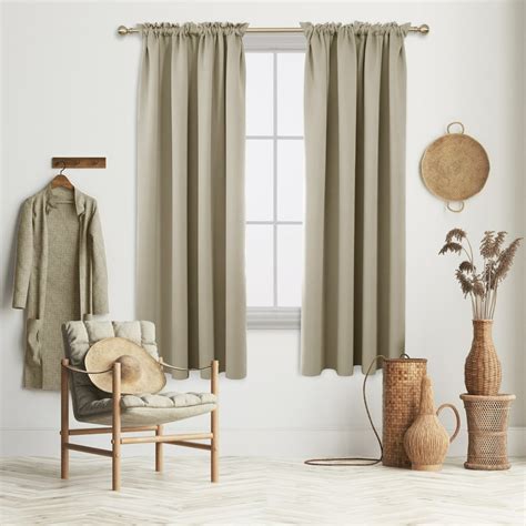 Deconovo Beige Blackout Curtains Rod Pocket Curtain Panels Thermal ...