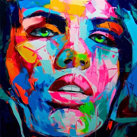 Abstract Face Painting Nielly Francoise Oil Wall Artworks Women Face ...